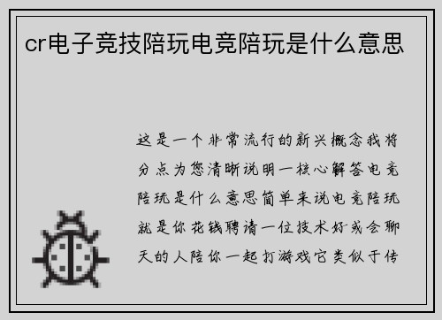 cr电子竞技陪玩电竞陪玩是什么意思